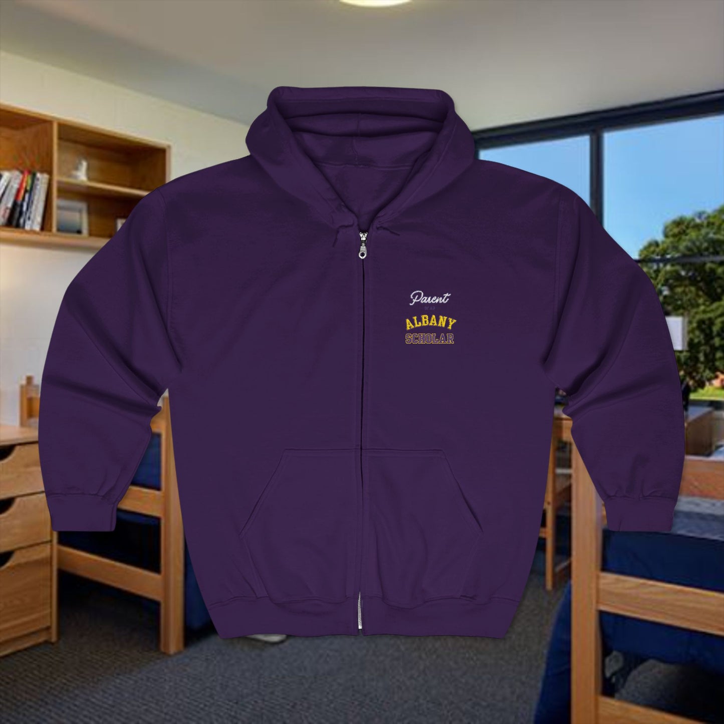 University at Albany Parent Full Zip Hoodie, Comfortable Sportswear, Unisex Sweatshirt, Gift for Sports Lovers, SUNY Albany, Albany Danes