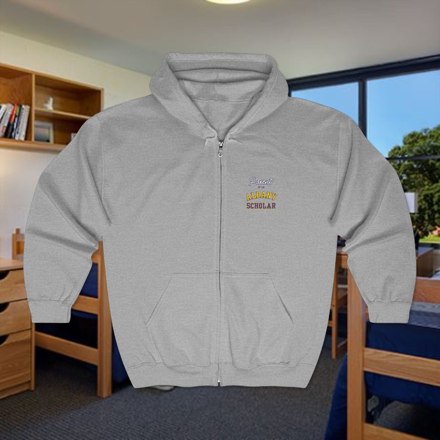 University at Albany Parent Full Zip Hoodie, Comfortable Sportswear, Unisex Sweatshirt, Gift for Sports Lovers, SUNY Albany, Albany Danes
